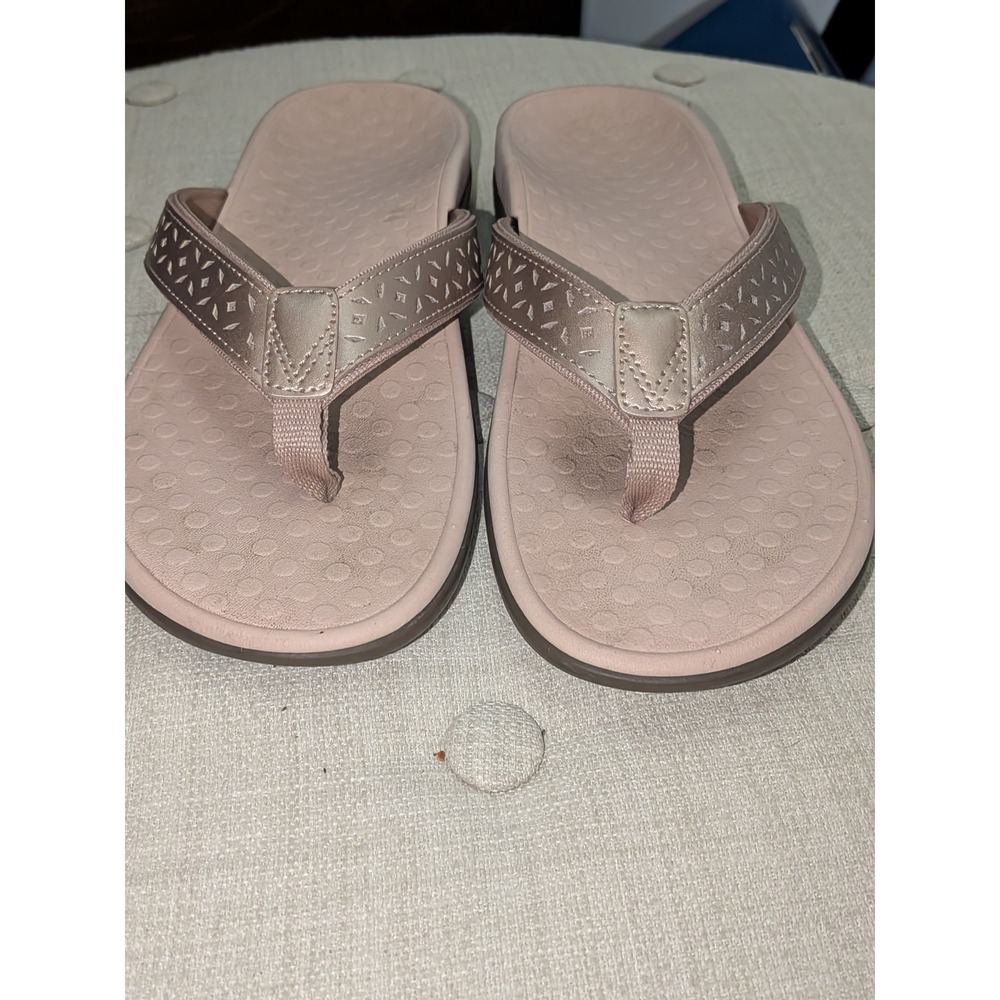 Vionic Tide Sandals Rose Gold Toe Post Flip Flops Orthopedic Support New 9M